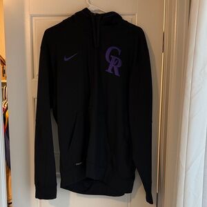 Black Hoodie with Purple Colorado Rockies Logo Hoodie